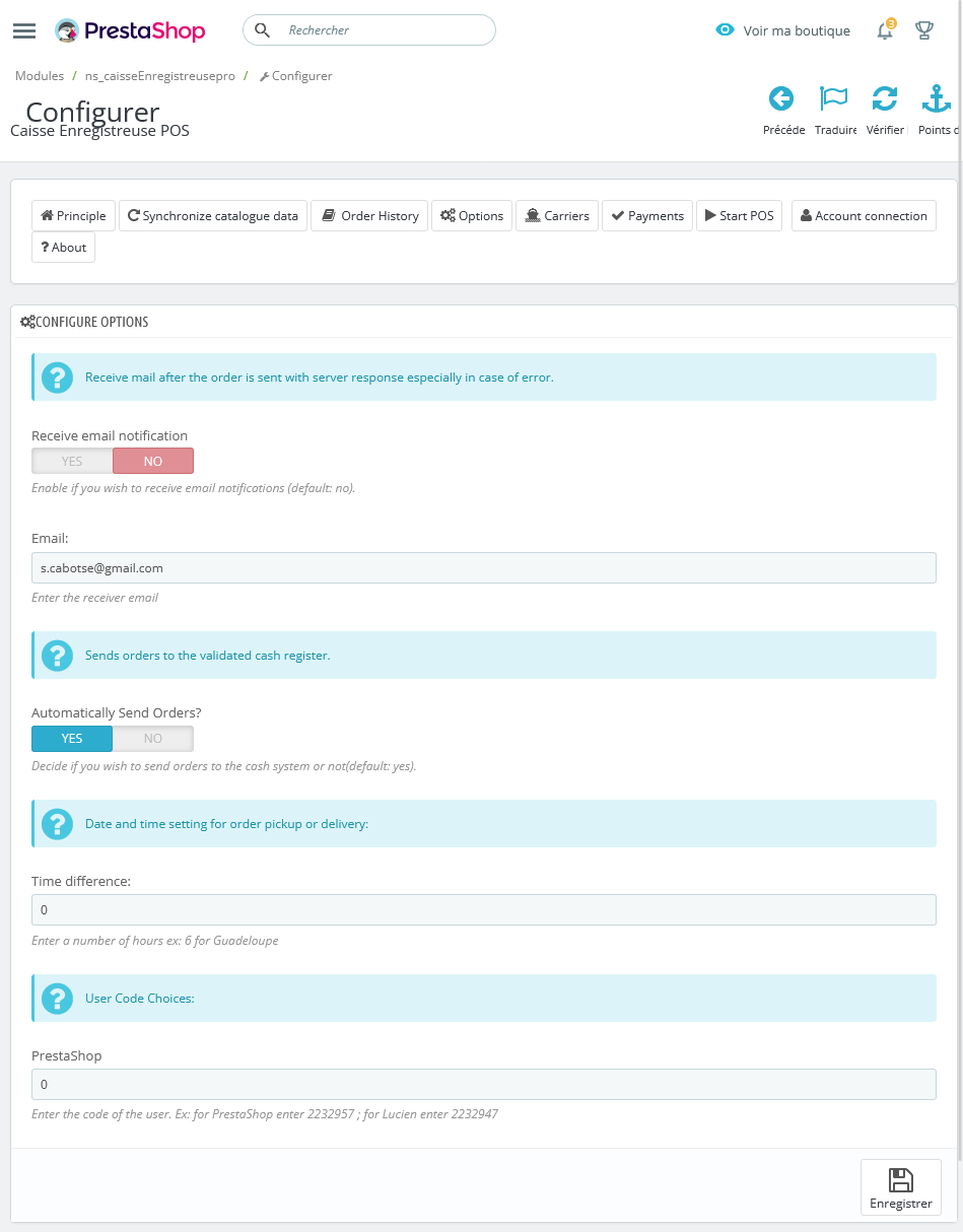 Options de configuration